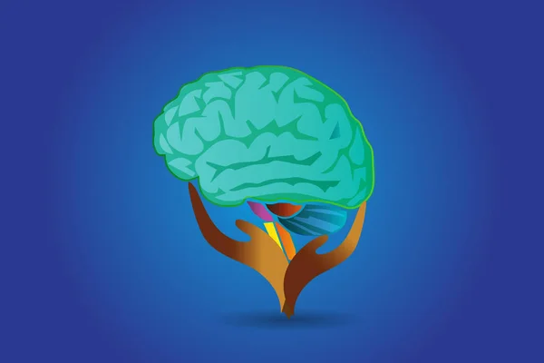 Logo arbre cerveau soins des mains icône vecteur — Image vectorielle