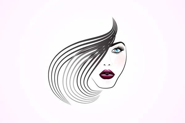 Belle fille visage salon entreprise logo vecteur — Image vectorielle