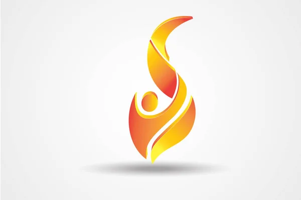 Feuer Flamme Feuerwehrmann Menschen Logo Vektor — Stockvektor