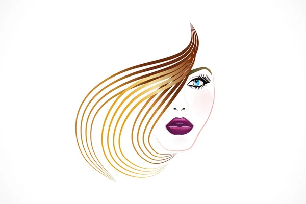 Kız güzellik yüz simgesi logo vektör — Stok Vektör