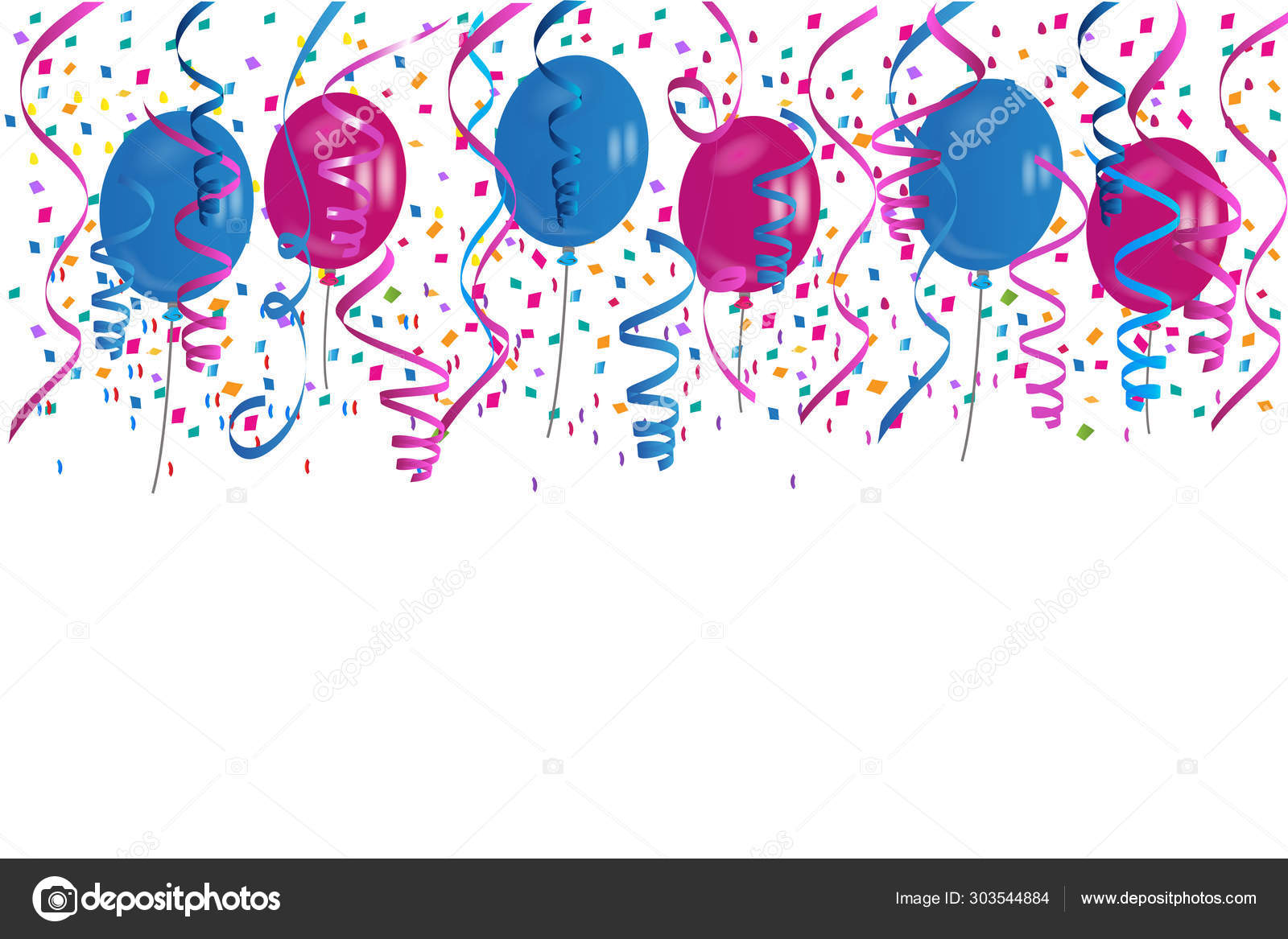 Party balloons and streamers celebration anniversary birthday Stock
