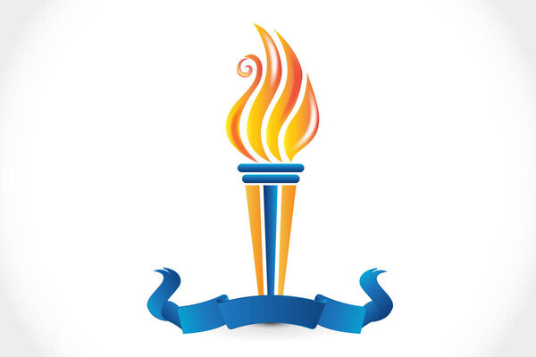 Логотип Огонь Олимпийские игры факел иконка векторное изображение
