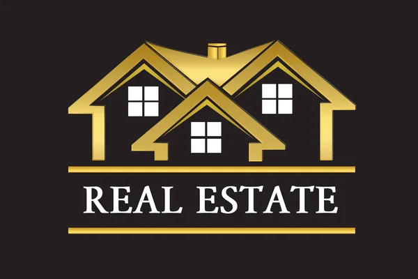 Immobilier maison dorée logo vecteur — Image vectorielle
