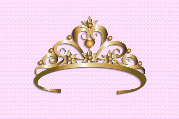 Princess gold crown icon vector logo design — Stock Vector