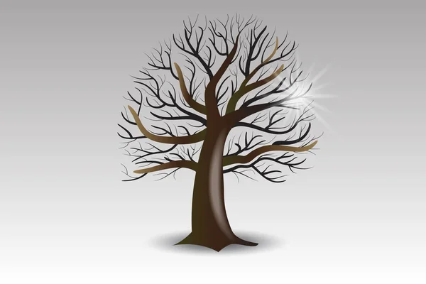 Baum ohne Blätter und Sonne Logo Vektor Bildgestaltung — Stockvektor