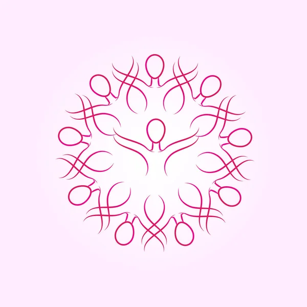 Donna squadra cancro al seno consapevolezza nastro logo immagine vettoriale — Vettoriale Stock