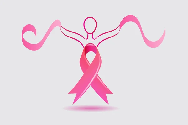 Breast cancer awareness ribbon logo — Stock Vector