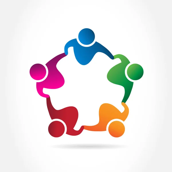 Logo teamwork people in a hug icon vector image web template — Stock Vector