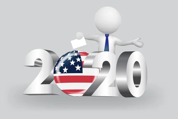 Petites personnes 3D -2020 USA vote — Image vectorielle