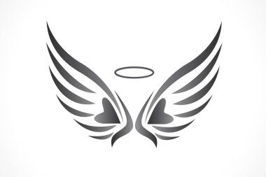 Melek sevgisi açık kanatlar çizim logo vektör tasarımı