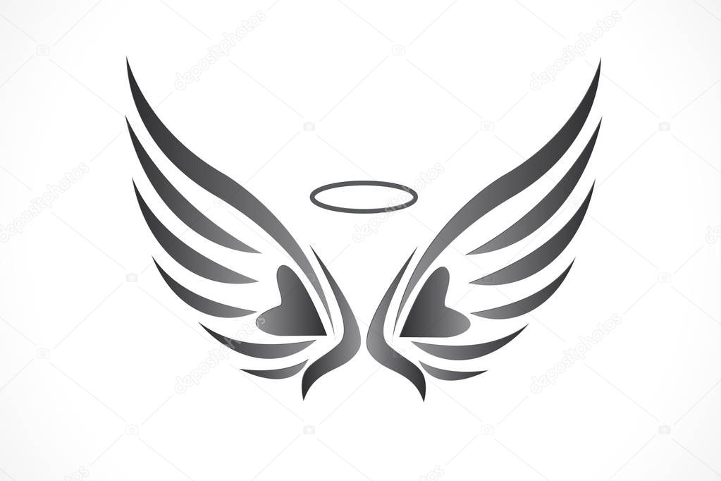 Angel love open wings sketch logo vector design