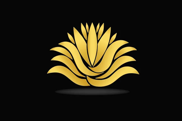 Gold lotus flower logo vector — Stock Vector