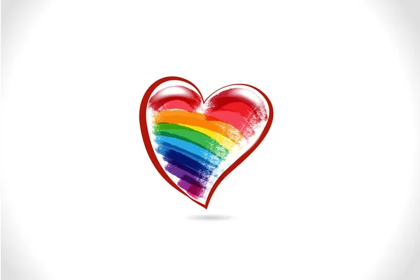 Regenbogen Herz Liebe Logo Vektor — Stockvektor