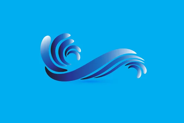 Logo azul olas playa océano estilo — Vector de stock