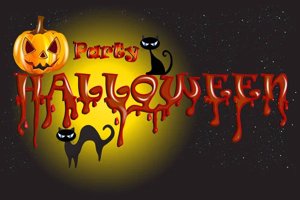 Halloween abóbora gatos festa fundo — Vetor de Stock