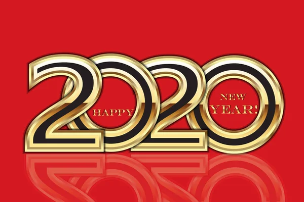 Mutlu 2020 yeni yıl altın parti kartı vektör imajı — Stok Vektör
