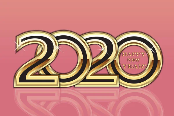 Feliz Ano Novo 2020 imagem vetorial de cartão de festa de ouro — Vetor de Stock