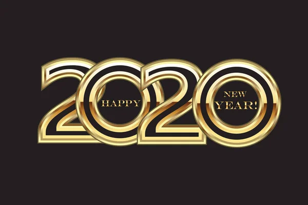 Happy 2020 New Year gold party card vector image — 스톡 벡터