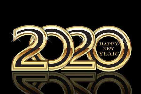 Feliz Ano Novo 2020 imagem vetorial de cartão de festa de ouro — Vetor de Stock