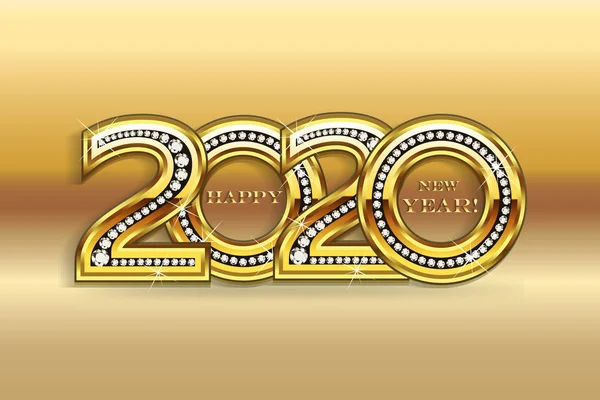 Feliz 2020 año nuevo oro bling fiesta celebración tarjeta vector imagen fondo banner diseño — Vector de stock