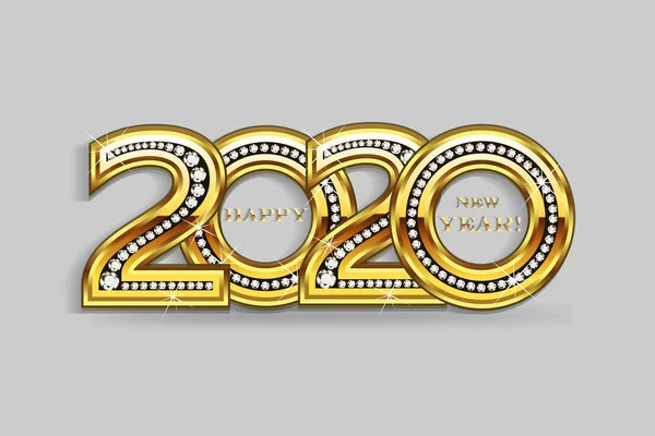 2017 년 9 월 30 일에 확인 함 . Happy 2020 gold bling party celebrating card vector image backbanner design — 스톡 벡터