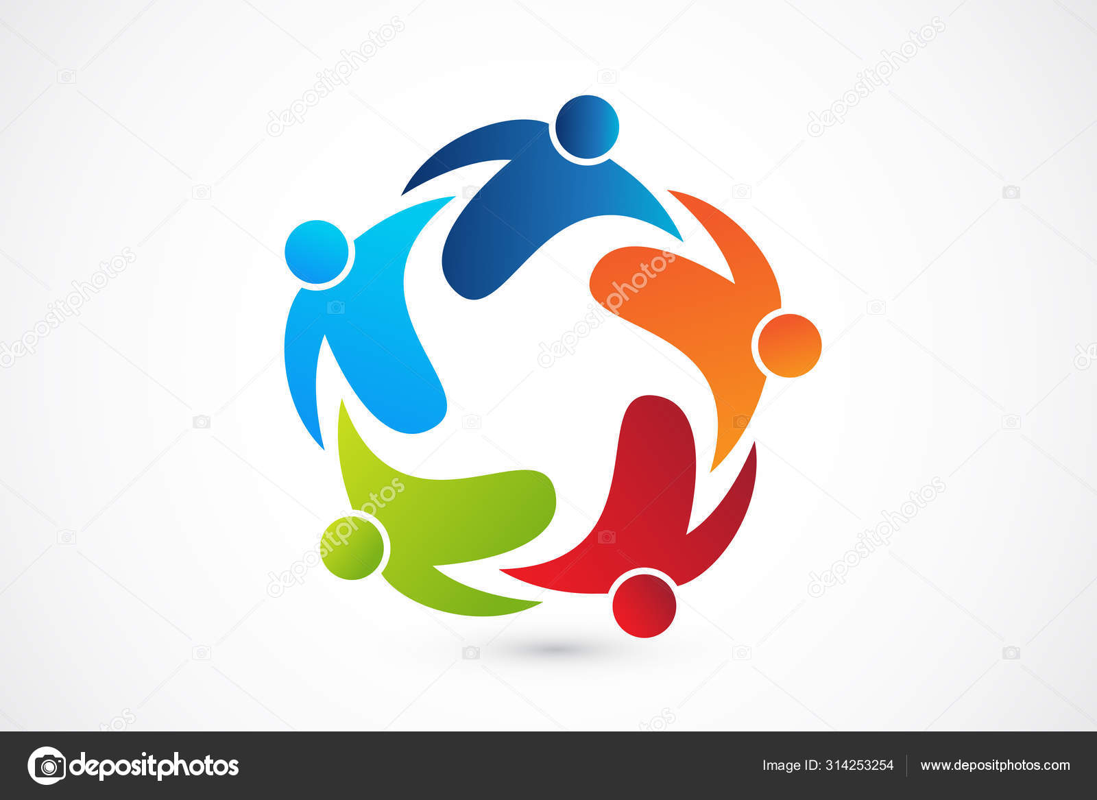 Logo Teamwork Unity Embraced People Vector Image Stock Vector Image By