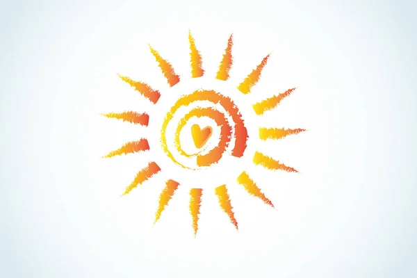 Sun With Heart logo — Stock Vector