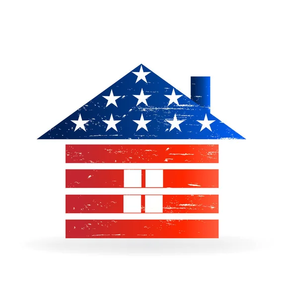 Grunge American house Usa flag logo vector — 图库矢量图片