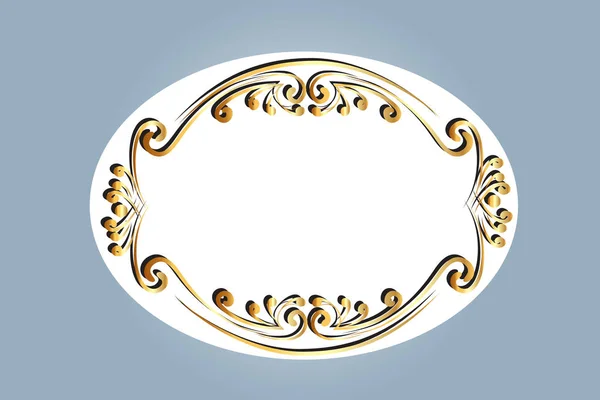 フレームゴールドの花の渦巻きラベル装飾ベクトル画像のデザイン — ストックベクタ
