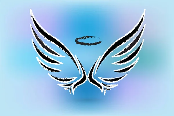 Angel wings grunge logo vector image — Stock Vector