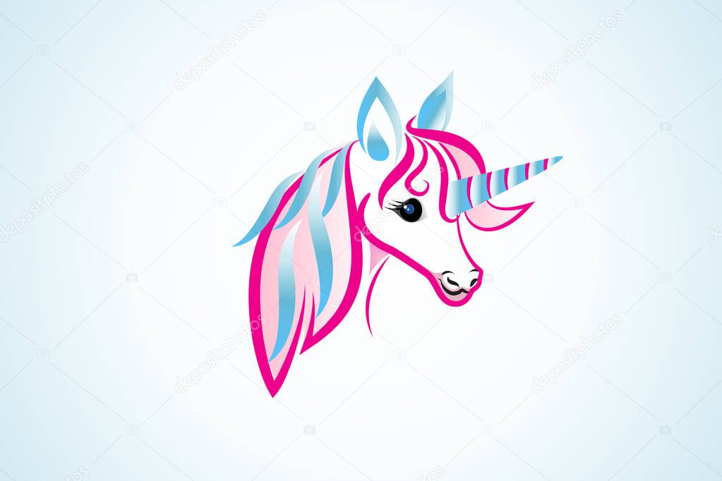 Unicorn horse fantasy toy children logo vector image graphic design