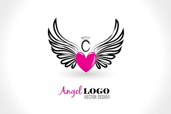 Anjo amor coração logotipo — Vetor de Stock