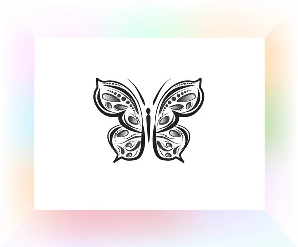Logo arte mandala farfalla — Vettoriale Stock