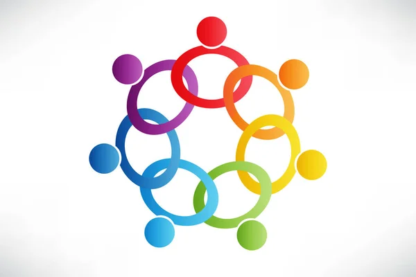 Logo Takım Çalışması Birliği Adamları Renkli Simge Logotype Vektör Web — Stok Vektör