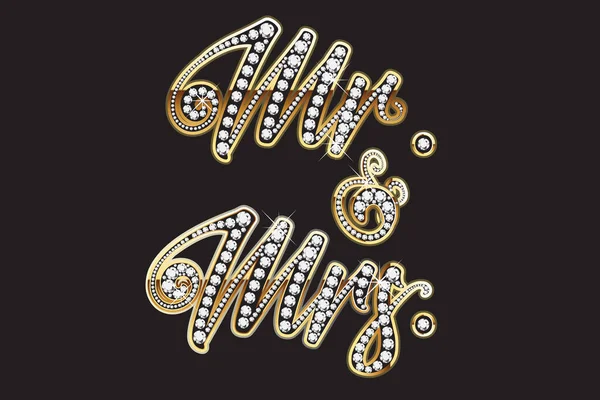 Och Mrs Gold Design Bokstäver Text Logotyp Vektor Bild Bakgrund — Stock vektor