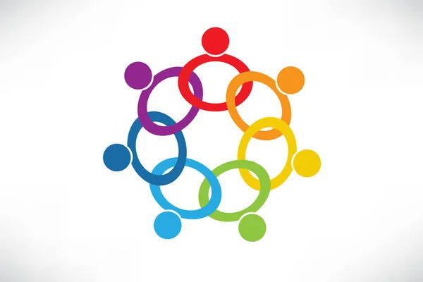 Logo Trabalho Equipe Unidade Pessoas Negócios Ícone Colorido Logotipo Vetor — Vetor de Stock