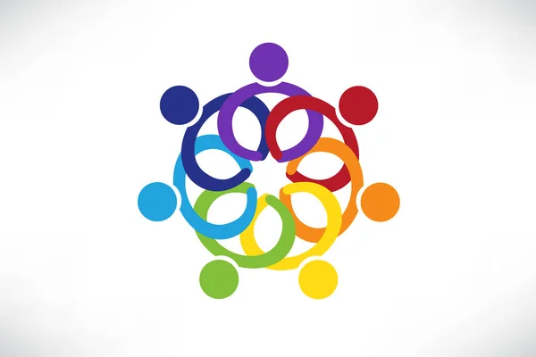 Logotipo Trabajo Equipo Unidad Negocios Personas Colorido Icono Logotipo Vector — Vector de stock
