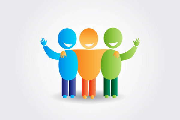Amistad Feliz Redes Sociales Feliz Gente Feliz Logo Vector Imagen — Vector de stock