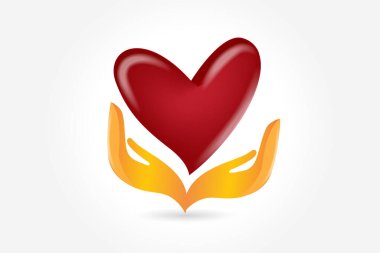 Sağlıklı bir aşk kalp logosu taşıyan eller web resim şablonu grafik tasarımı resimleme