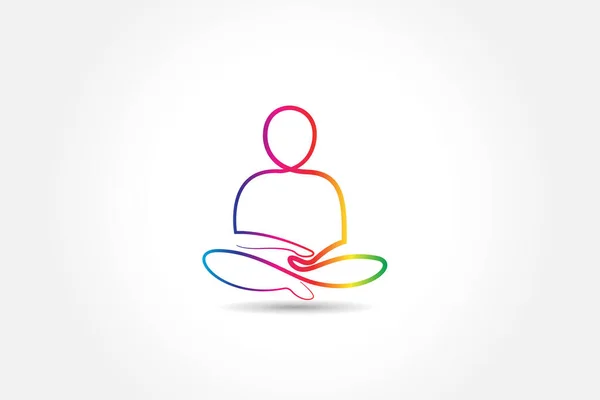 Yoga Homme Santé Ligne Art Coloré Silhouette Icône Logo Vecteur — Image vectorielle