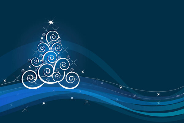 Christmas tree greetings card image vector design web template