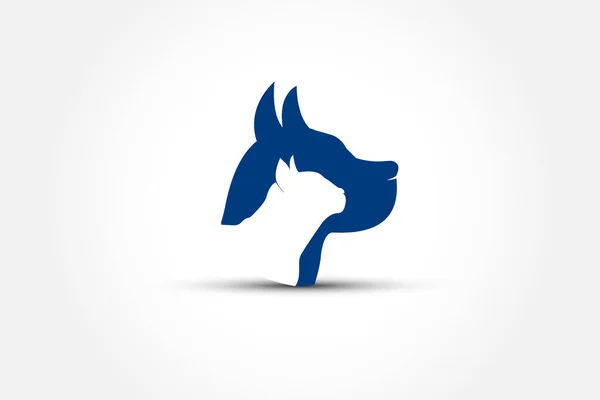 Profilo Cane Gatto Silhouette Logo Simbolo Veterinario Concetto Identità Business — Vettoriale Stock