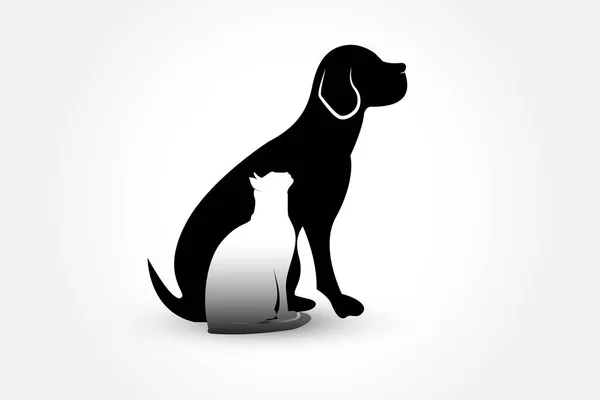 Hund Und Katze Profil Silhouette Logo Veterinärmedizinischen Symbol Konzept Identität — Stockvektor