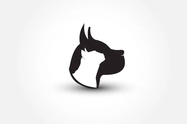 Perro Gato Perfil Silueta Logo Veterinario Símbolo Concepto Identidad Empresa — Vector de stock