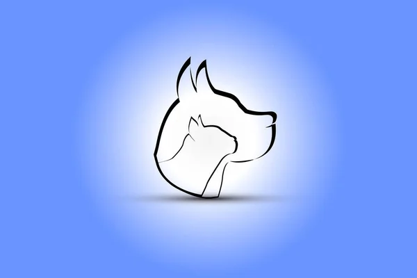 Cão Gato Silhueta Logotipo Símbolo Veterinário Conceito Identidade Negócio Cartão — Vetor de Stock