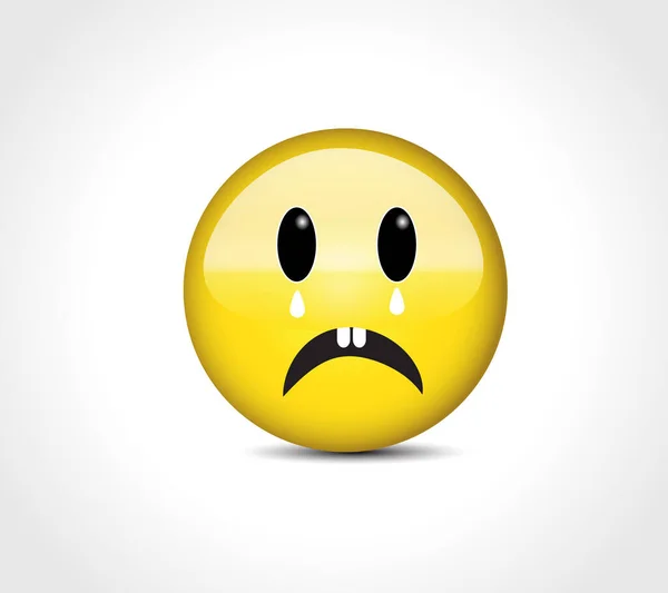 悲しい気持ち顔のアイコンのボタンのラベルのバッジベクトル画像 — ストックベクタ