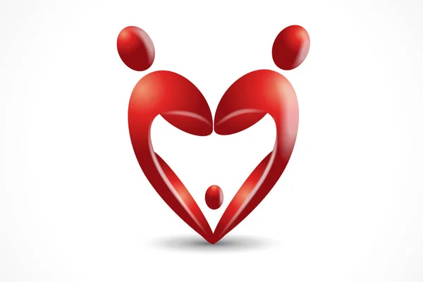 Family Heart Shape Stylized Sketch Icon Vector Logo Image Illustration — Stock Vector