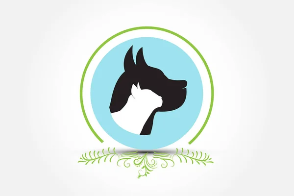 Силуэт Профиля Собаки Кота Логотип Ветеринарного Символа Концепция Личности Бизнес — стоковый вектор