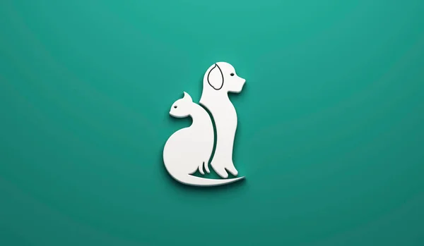 3Dロゴ犬と猫のシルエットアイコンウェブ画像グラフィッククリップアートイラスト — ストック写真