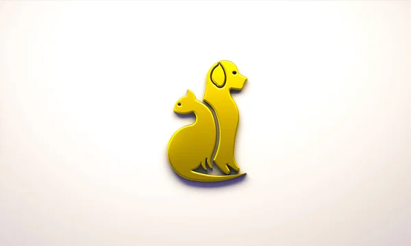 Logo Cão Gato Silhuetas Ouro Ícone Web Imagem Gráfico Clip — Fotografia de Stock